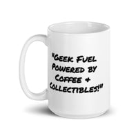 Geek Fuel Powered by Coffee and Collectibles White Glossy Coffee Mug - Logan's Toy Chest