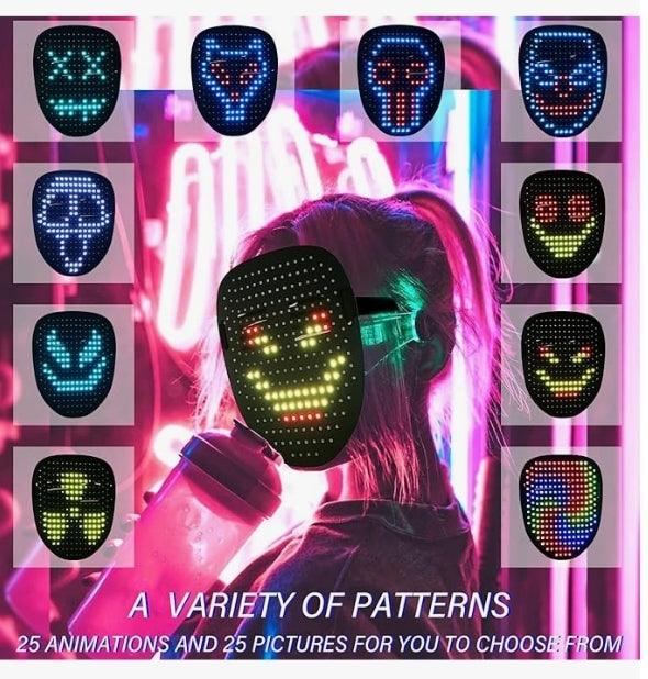 Gesture-Controlled LED Mask with 50 Patterns - COOLGUARDER for Parties - Logan's Toy Chest