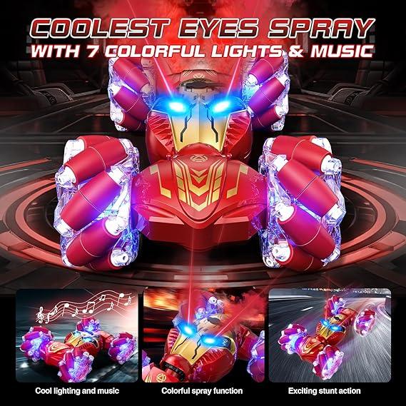 Gesture-Controlled RC Stunt Car with Lights, Spray, Music – 4WD Off-Road - Logan's Toy Chest