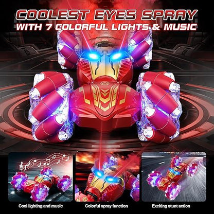 Gesture-Controlled RC Stunt Car with Lights, Spray, Music – 4WD Off-Road - Logan's Toy Chest