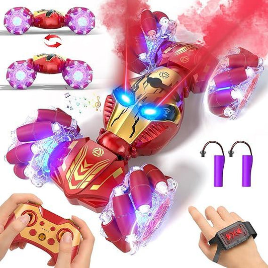 Gesture-Controlled RC Stunt Car with Lights, Spray, Music – 4WD Off-Road - Logan's Toy Chest