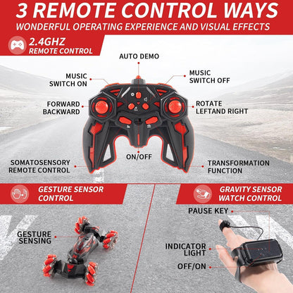 Gesture RC Stunt Car 4WD 360° Rotation Lights Music Toy for Boys Girls 6-12 - Logan's Toy Chest