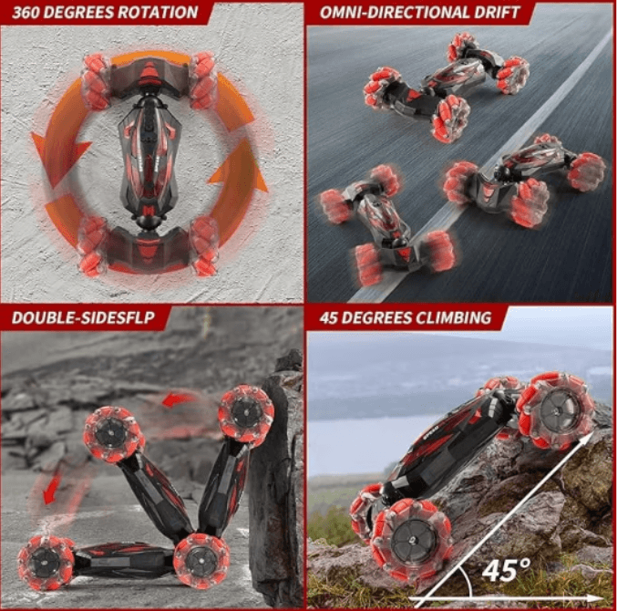 Gesture RC Stunt Car 4WD 360° Rotation Lights Music Toy for Boys Girls 6-12 - Logan's Toy Chest