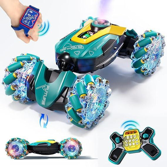 Gesture Sensing RC Stunt Car – 4WD Off-Road, 360° Rotation, LED Lights - Logan's Toy Chest
