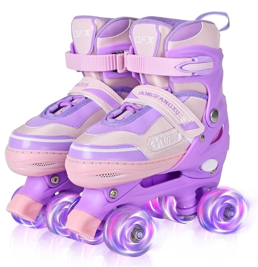 Girls Adjustable Roller Skates & Protective Helmet and Pads Gear Bundle - Logan's Toy Chest