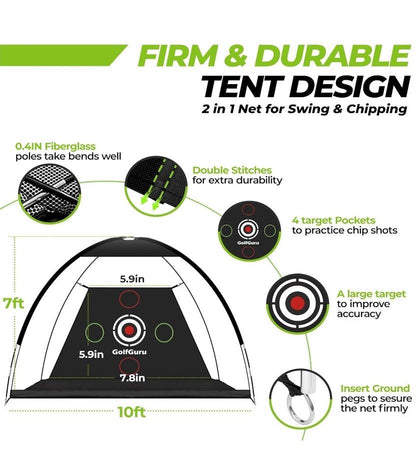 Golfguru 10x7ft Golf Practice Net Set with Tri-Turf Mat & Accessories - Logan's Toy Chest