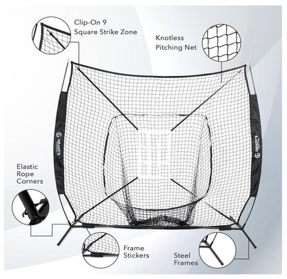 GPS 7x7 Hitting/Pitching Training Bundle - Adjustable Tee, Ball Caddy, Training - Logan's Toy Chest