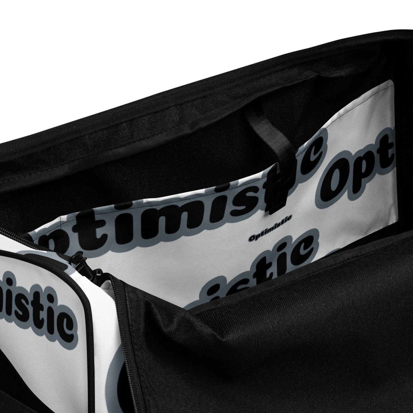 Gray Highlight Optimistic Black Letters Infinity Print Duffel bag - Logan's Toy Chest