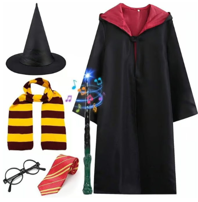 Halloween Wizard Costume Set for Kids - Robe, Wand, Hat, Glasses & More - Logan's Toy Chest