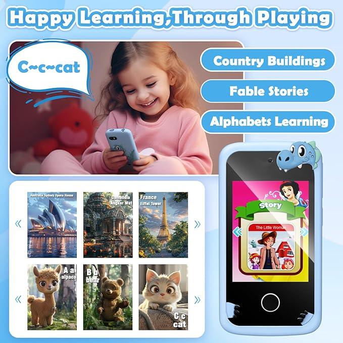 Hetyue Kids Smart Phone Toy –Touchscreen with Dual Cameras & Learning Games - Logan's Toy Chest