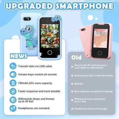 Hetyue Kids Smart Phone Toy –Touchscreen with Dual Cameras & Learning Games - Logan's Toy Chest