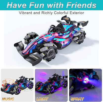 High-Speed Stunt Racing RC Car w/ Spray, Lights & Music for Kids 6+ - Logan's Toy Chest
