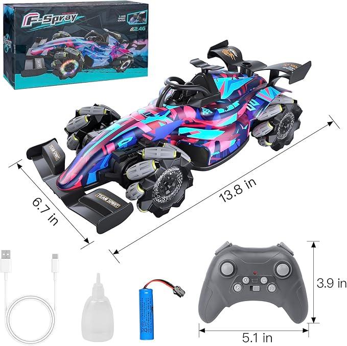 High-Speed Stunt Racing RC Car w/ Spray, Lights & Music for Kids 6+ - Logan's Toy Chest