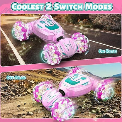 Hodurgyi Gesture-Sensing RC Stunt Car – Pink, 360° Drift, Gifts for Girls - Logan's Toy Chest