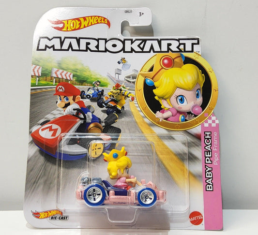 Hot Wheels Mario Kart Mattel Baby Peach Pipe Frame Racer Car Toy - Logan's Toy Chest