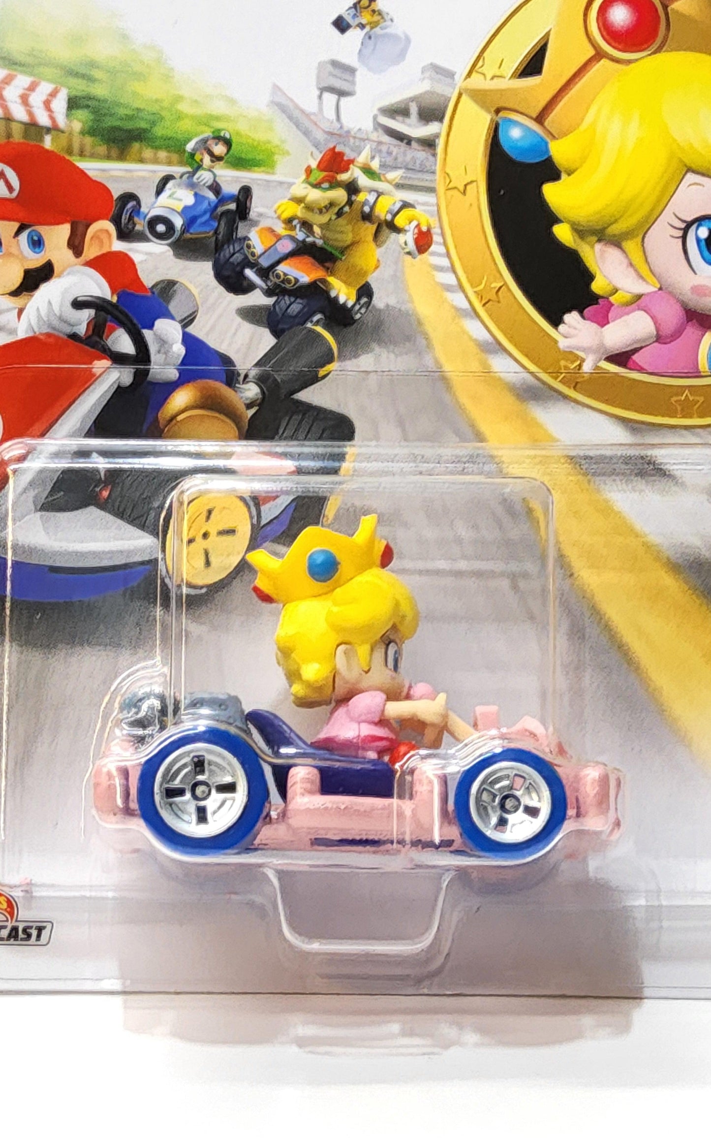 Hot Wheels Mario Kart Mattel Baby Peach Pipe Frame Racer Car Toy - Logan's Toy Chest