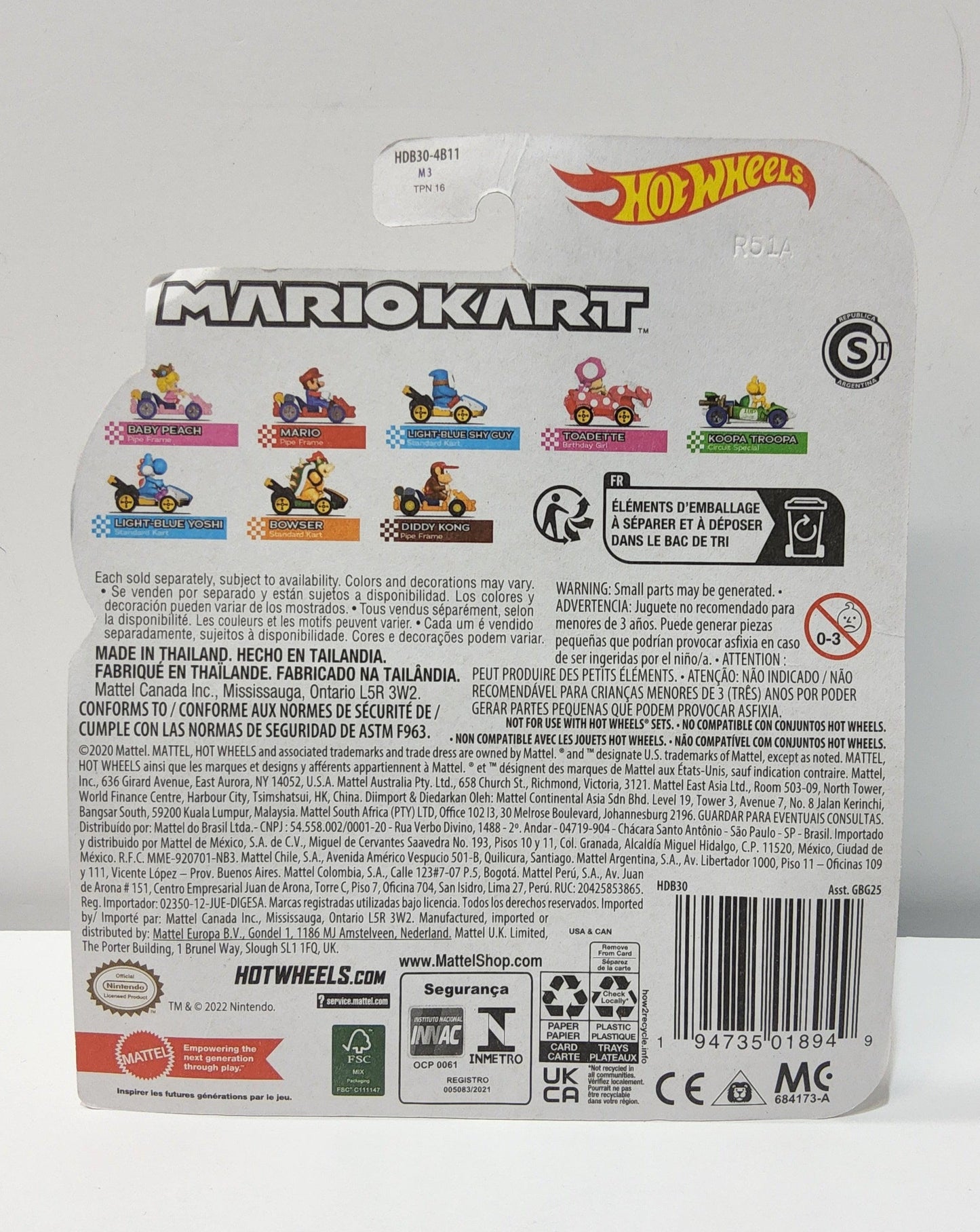 Hot Wheels Mario Kart Mattel Baby Peach Pipe Frame Racer Car Toy - Logan's Toy Chest