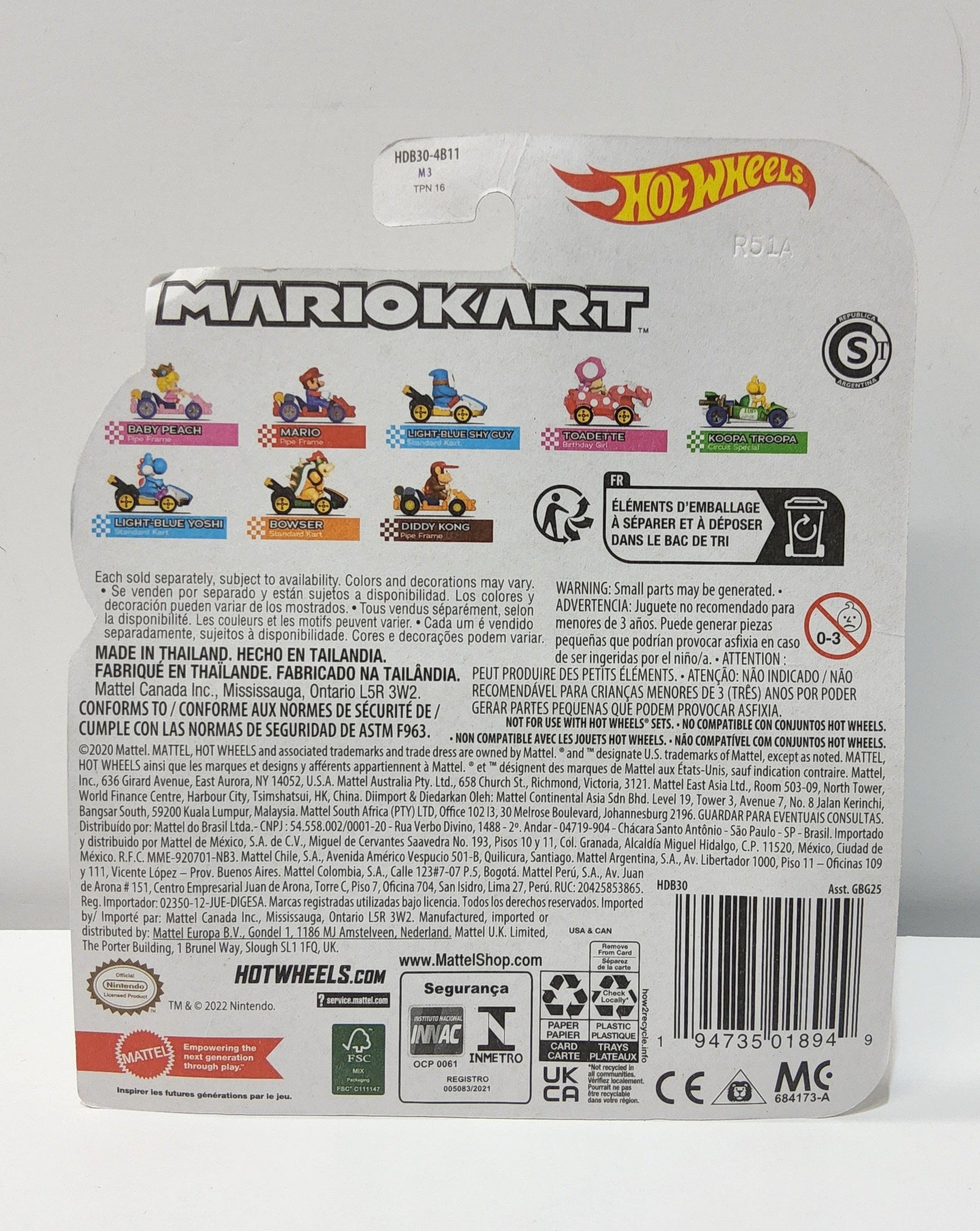 Hot Wheels Mario Kart Mattel Baby Peach Pipe Frame Racer Car Toy - Logan's Toy Chest