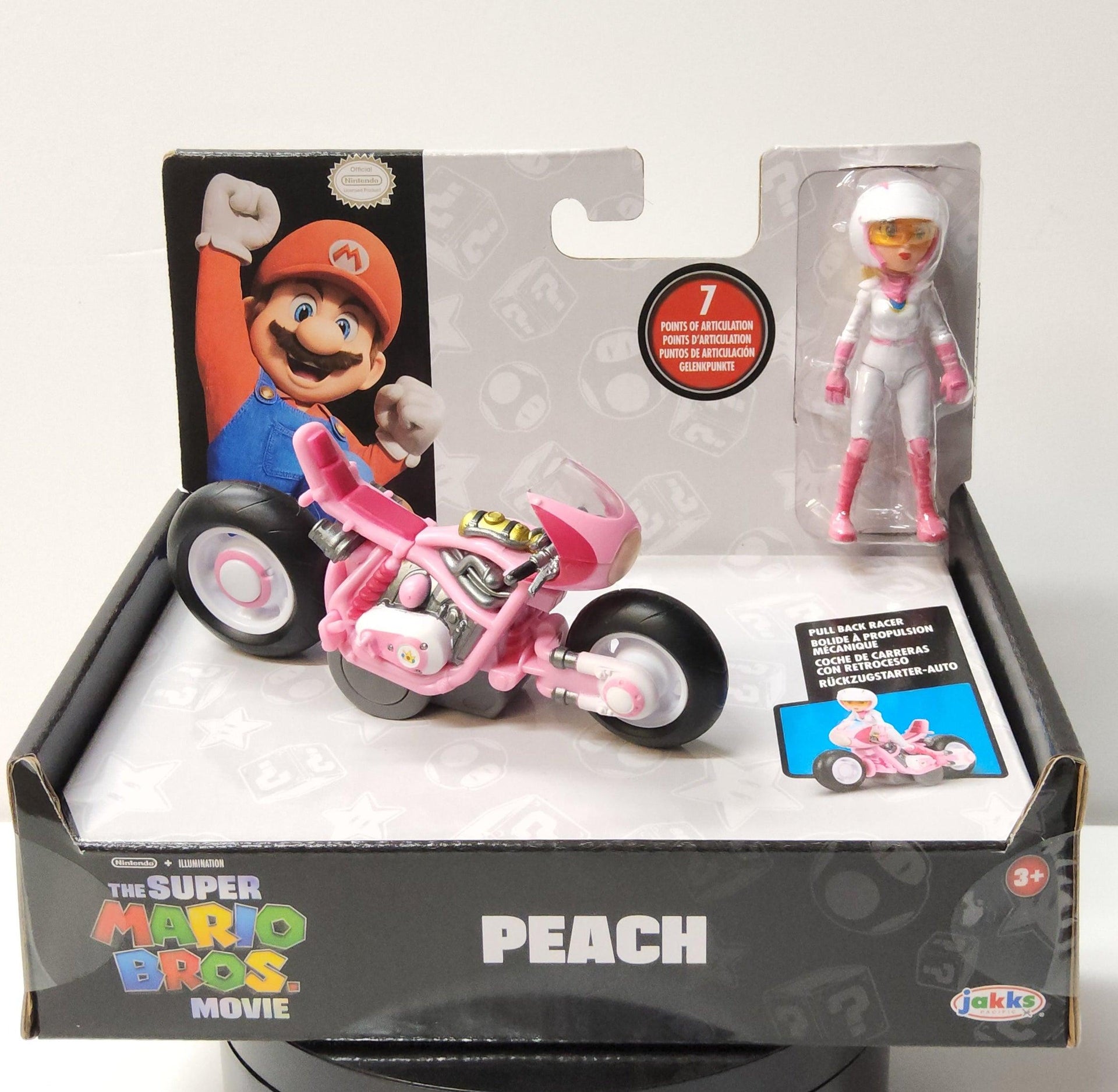 Super Mario Bros Movie 2.5 inch Princess Peach Action Figure with Pull Back  Racer