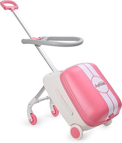 Joytravel Kids Ride-On Luggage – Light Pink, Spinner Wheels, 20" Hard Shell - Logan's Toy Chest