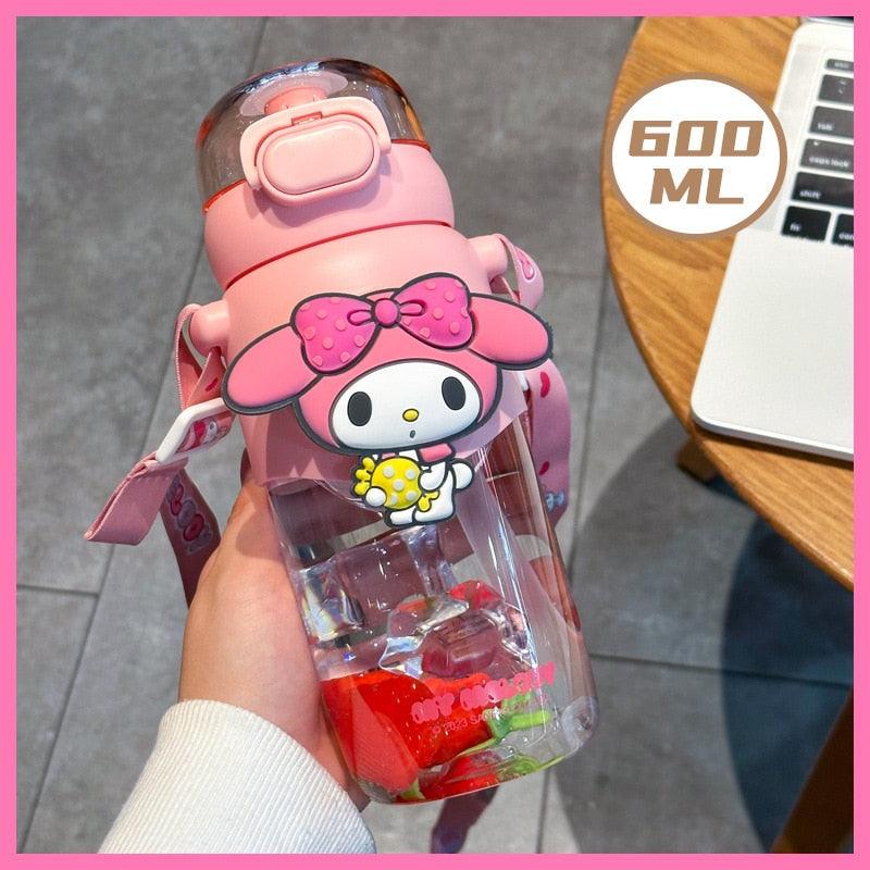 600ml Sanrio Large Capacity Water Bottle Kawaii Hello Kitty Kuromi