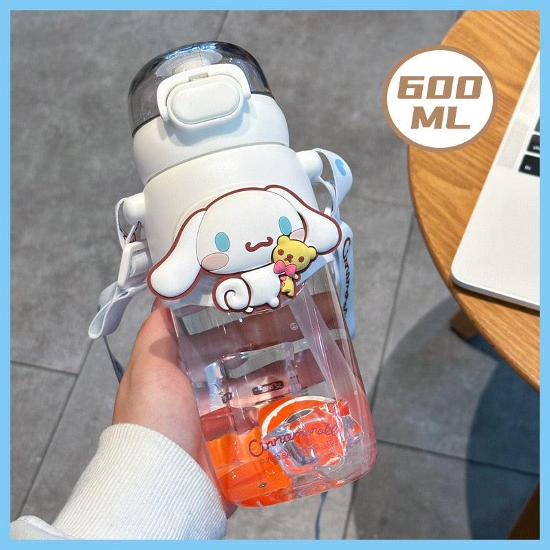 600ml Sanrio Large Capacity Water Bottle Kawaii Hello Kitty Kuromi