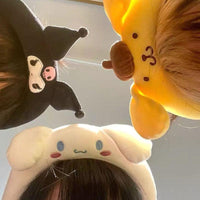 Kawaii Sanrio Plush Cartoon Hairbands Cinnamoroll My Melody Kuromi Pompompurin Cute Anime Plush Hair Hoop Girls Headwear Gift - Logan's Toy Chest