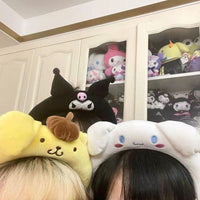 Kawaii Sanrio Plush Cartoon Hairbands Cinnamoroll My Melody Kuromi Pompompurin Cute Anime Plush Hair Hoop Girls Headwear Gift - Logan's Toy Chest