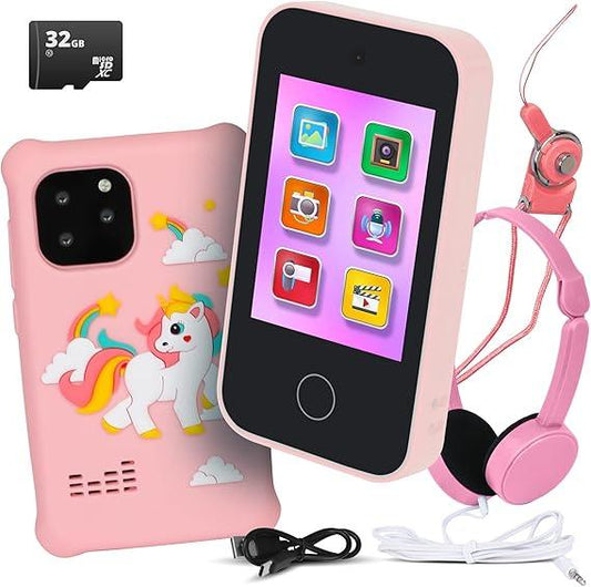 Kids Phone Toy – Touchscreen Unicorn Design, 32GB SD Card & MP3 Player - Logan's Toy Chest