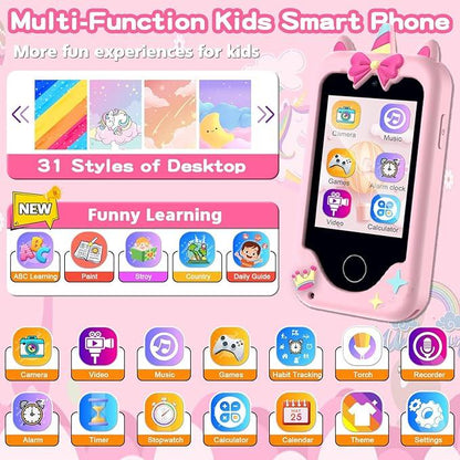 Kids Smart Toy Phone – 2.8” Touchscreen, Dual Cameras, Games & Music - Logan's Toy Chest