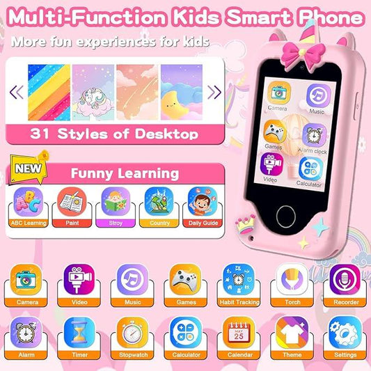 Kids Smart Toy Phone – 2.8” Touchscreen, Dual Cameras, Games & Music - Logan's Toy Chest