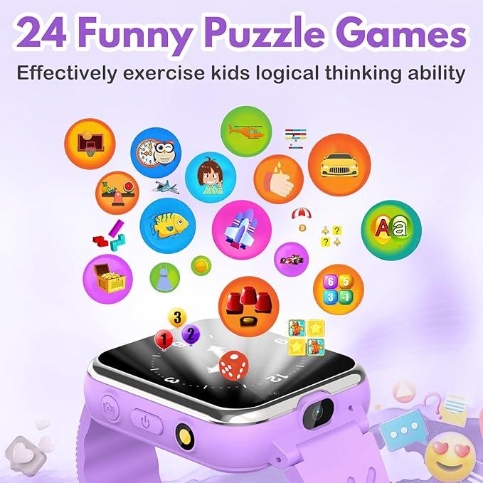 Kids Smart Watch: 24 Games, Dual Camera, Music, Touchscreen - Ages 3-12 - Logan's Toy Chest