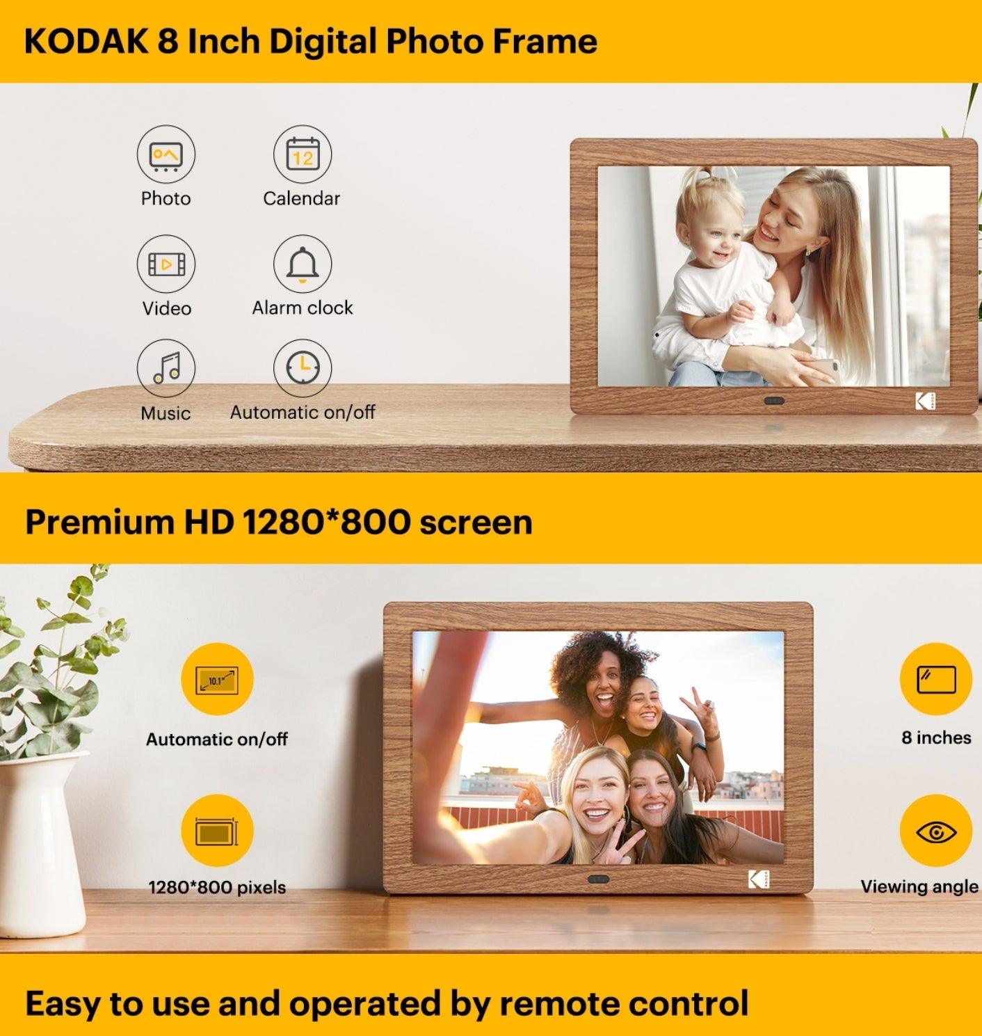 KODAK 8" Digital Picture Frame, 1280x800 HD Screen, No WiFi, Easy Operation - Logan's Toy Chest