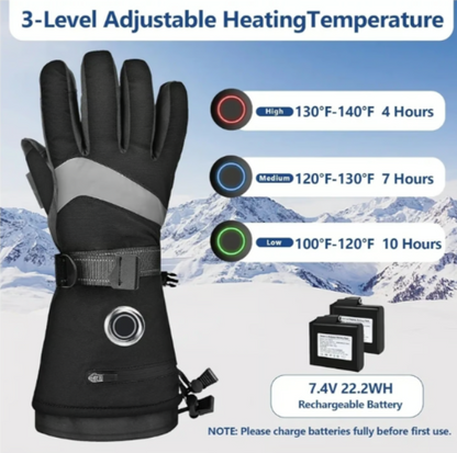 LATITOP Heated Ski Gloves Rechargeable Battery Touchscreen Waterproof 10H Heat - Logan's Toy Chest