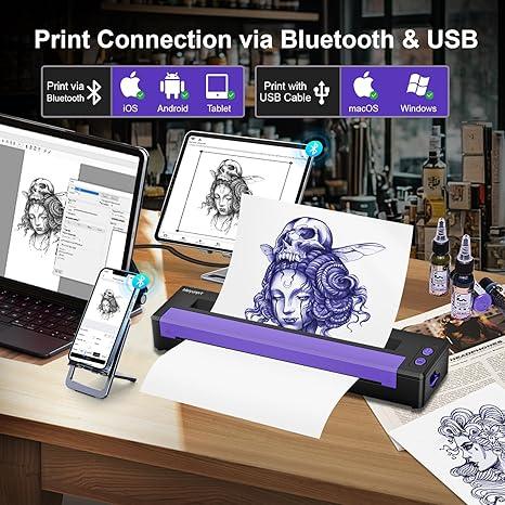 Meiyunprt Tattoo Stencil Printer Bluetooth Wireless Thermal Tattoo Printer - Logan's Toy Chest