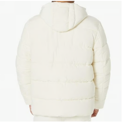 Men's Polyester Hooded Puffer Thick Bubble Jacket 100% Polyester Ivory Color - Logan's Toy Chest