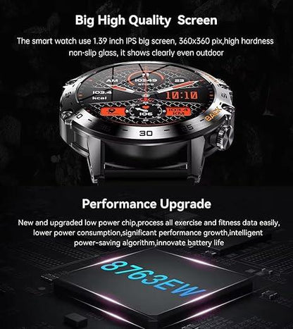 Mens Smartwatch w/ Bluetooth Calls, Health Tracker, 1.39" IPS Screen - Logan's Toy Chest