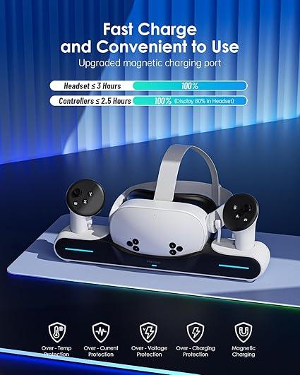 Meta Quest 3S Charging Dock – Magnetic VR Charger with LED Indicator - Logan's Toy Chest