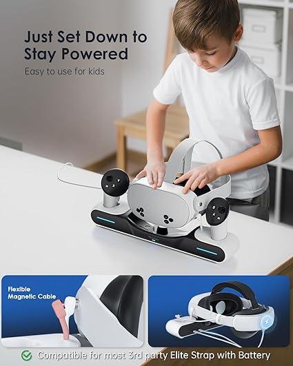 Meta Quest 3S Charging Dock – Magnetic VR Charger with LED Indicator - Logan's Toy Chest