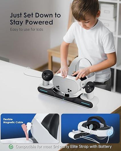 Meta Quest 3S Charging Dock – Magnetic VR Charger with LED Indicator - Logan's Toy Chest
