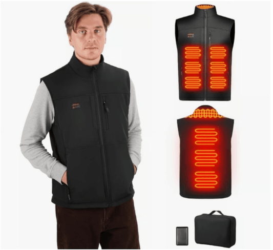 Moteoza Men's Heated Vest - Dual Controls, 3 Levels, 10-Hour Battery, Large - Logan's Toy Chest