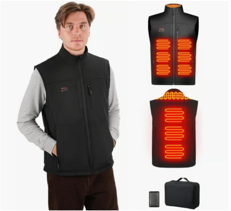 Moteoza Men's Heated Vest, Dual Controls, 3 Levels 10 Hour Battery Pack Large - Logan's Toy Chest