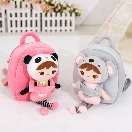 Multipurpose Doll Children Cute Backpack Shoulder Bags Schoolbag with Detachable Panda/ Koala Bookbags for Girls - Logan's Toy Chest