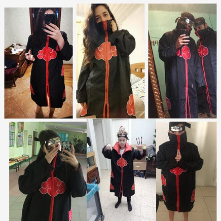 Naruto Akatsuki Red Cloud Anime Costume Cape - Halloween Cosplay Sets - Logan's Toy Chest