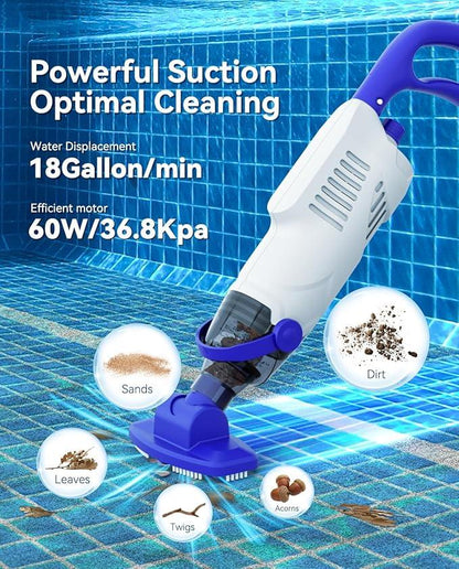 Nichro Cordless Handheld Pool Vacuum – 60W Suction, IPX8 Waterproof - Logan's Toy Chest