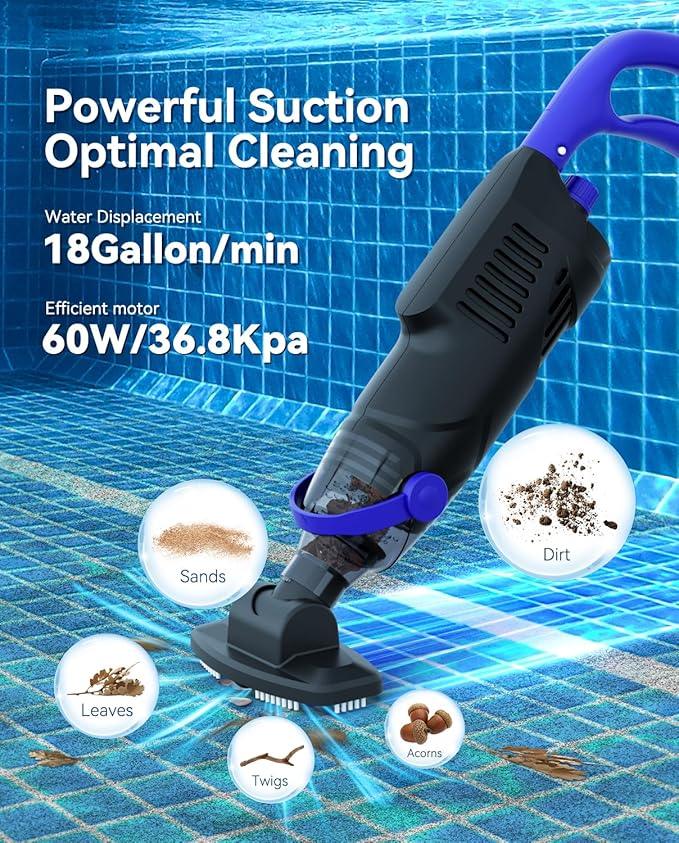 Nichro Cordless Pool Vacuum – 60W Powerful Suction, IPX8 Waterproof - Logan's Toy Chest
