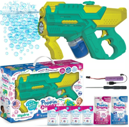 PoppinColorz Hydra Rechargeable 2-in-1 Color Bubbles Blaster - Logan's Toy Chest