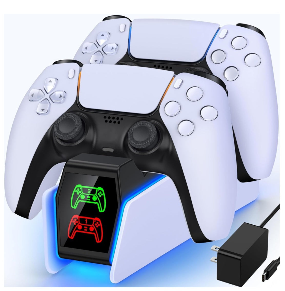 PS5 Controller Charger Station with LED Lights, Dual Fast Charging Dock - Logan's Toy Chest