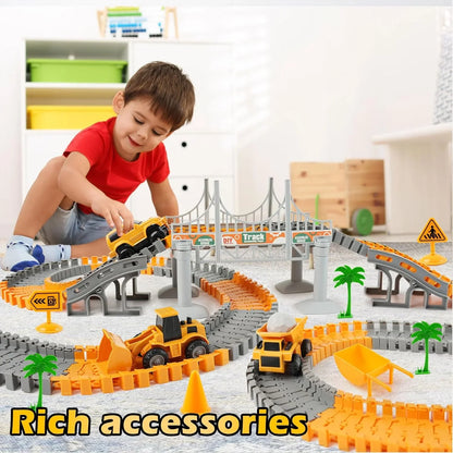 Race Track Playset for Boys | 220+ Pc Construction Cars Toy for Ages 3-7 - Logan's Toy Chest