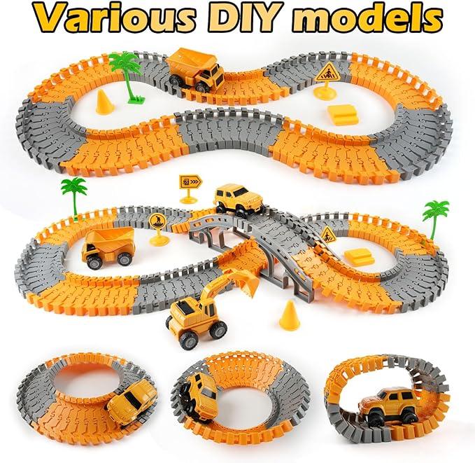 Race Track Playset for Boys | 220+ Pc Construction Cars Toy for Ages 3-7 - Logan's Toy Chest